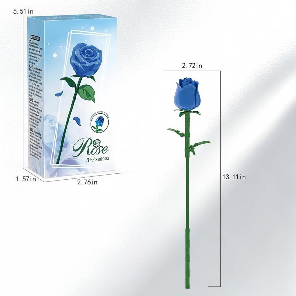 2 PACKS LYNGVA SAIRO Blue Rose Building Set Single Stem Flower DIY Decor Toy New